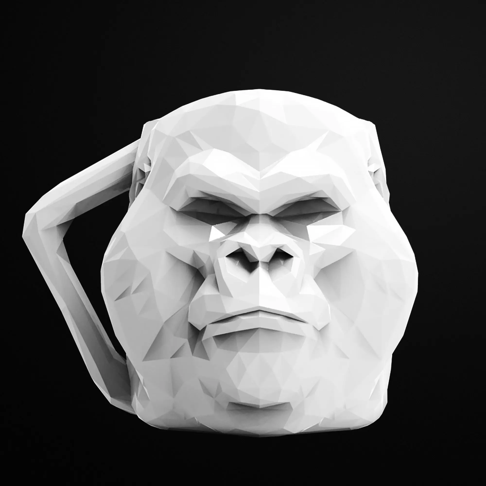Gorila Low Poly Mug 3D Printable STL File 3D print model