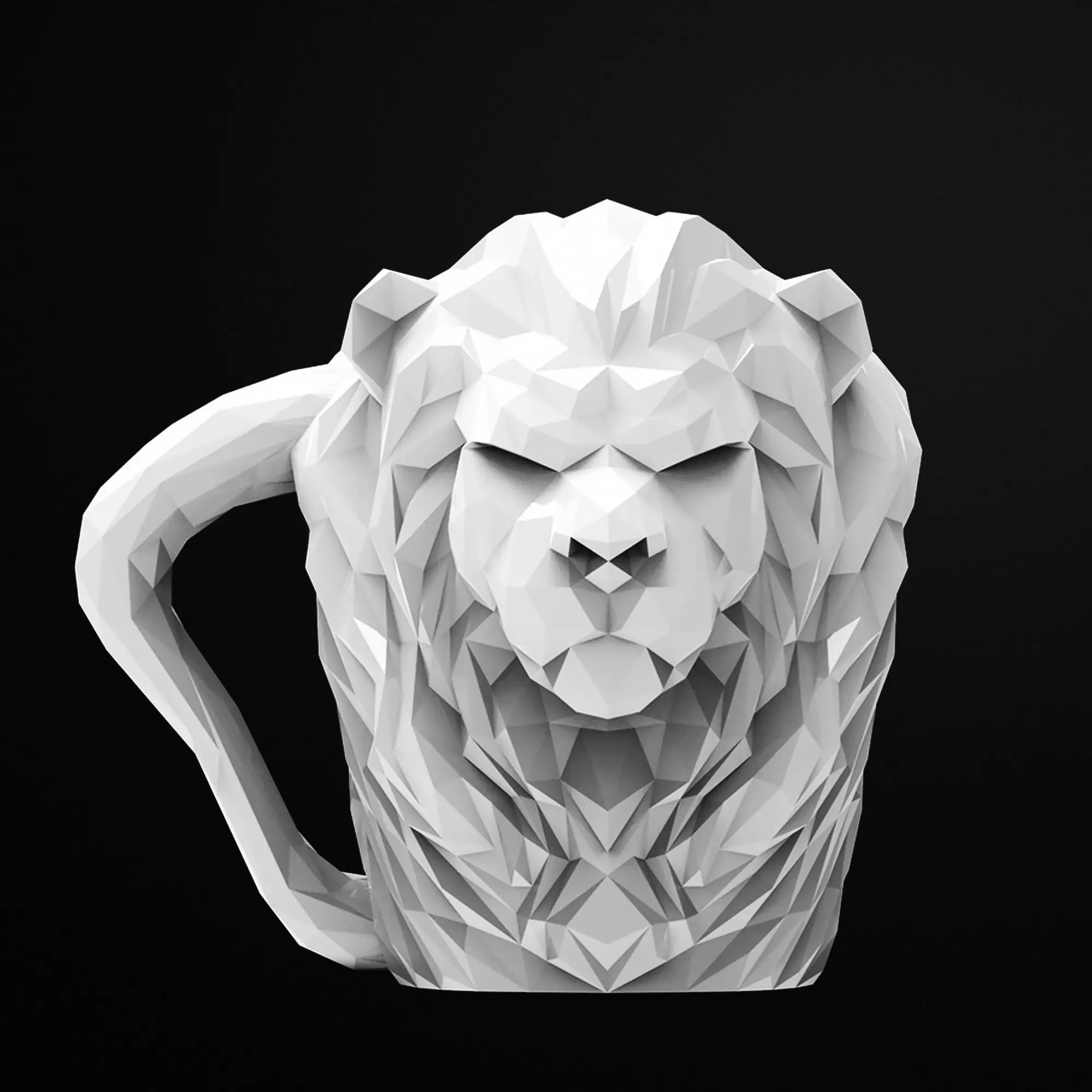 Lion Low Poly Mug 3D Printable STL File 3D print model
