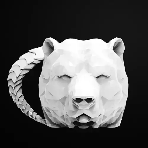 Bear Low Poly Head Mug 3D Printable STL File