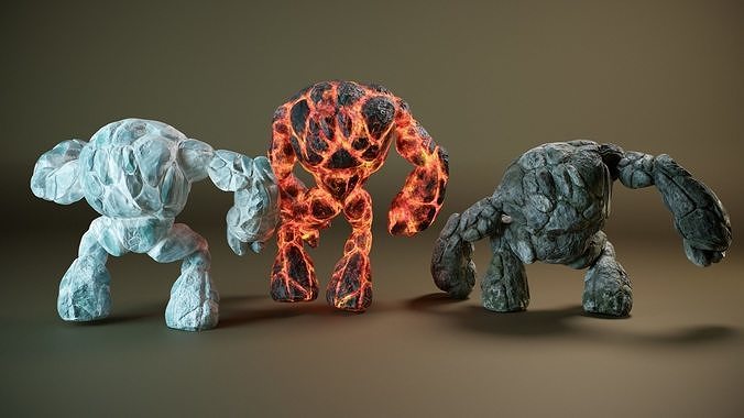 Golem PACK PBR Low-poly 3D model