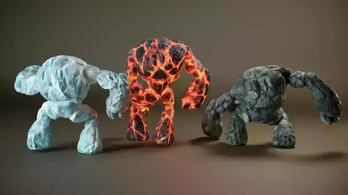 Golem PACK PBR Low-poly 3D model