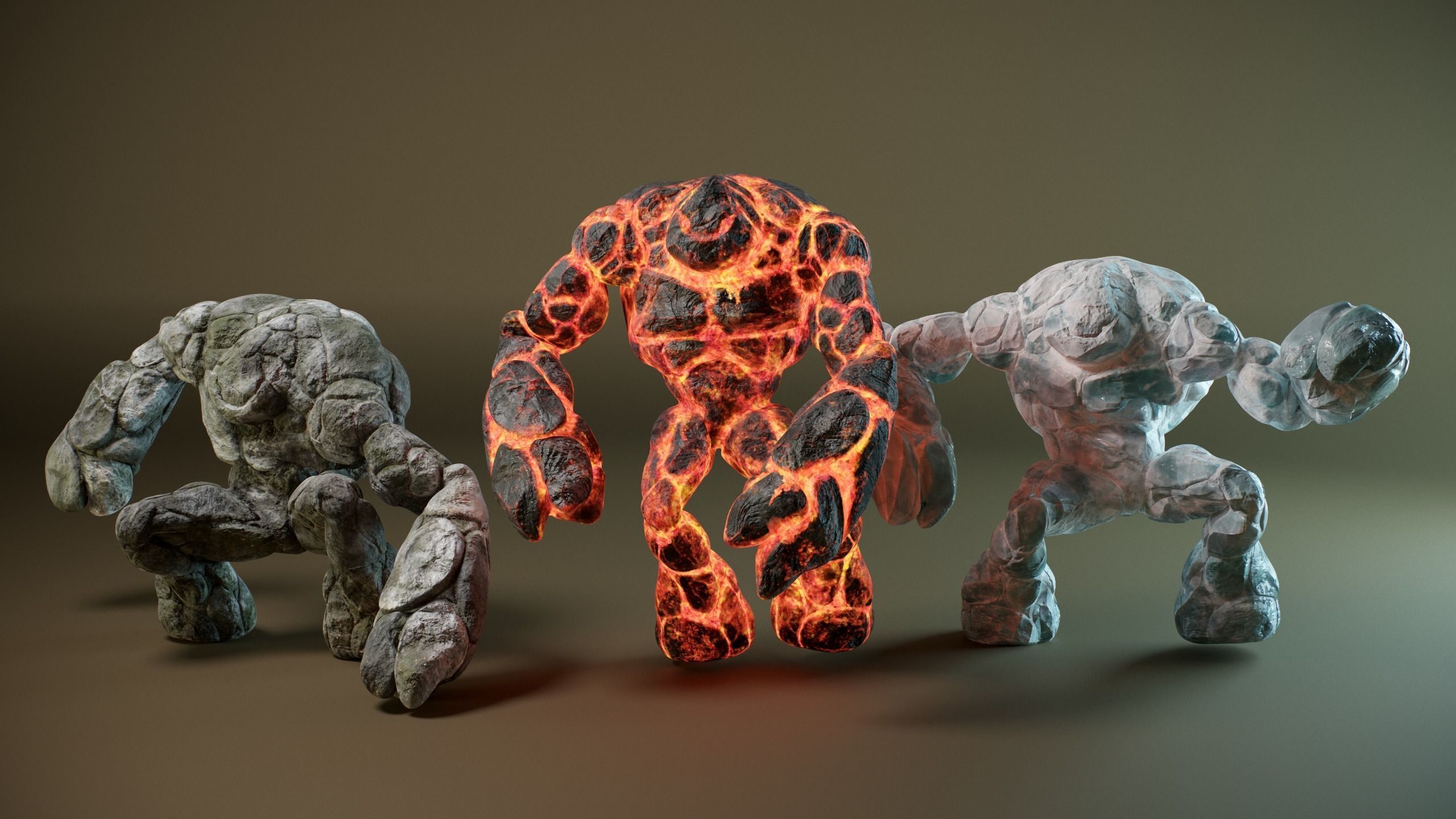 Golem PACK PBR Low-poly 3D model_1