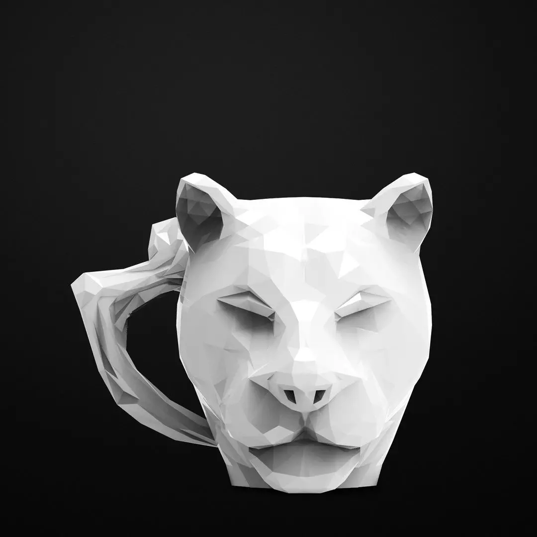 Panther Low Poly Head Mug 3D Printable STL File 3D print model