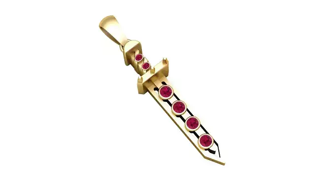 Royal Ruby Sword Pendant 3D Printable Model