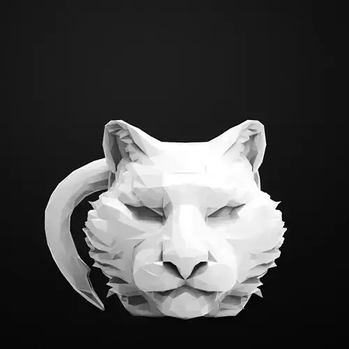 Tiger Low Poly Head Mug 3D Printable STL File