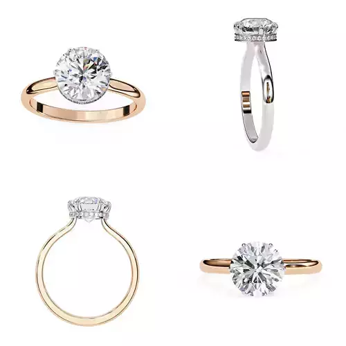 Elegant Round Solitaire Engagement Ring CAD Design 3DM and STL