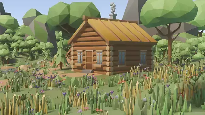 Low Poly Meadow Environment Pack Low-poly 3D model 3