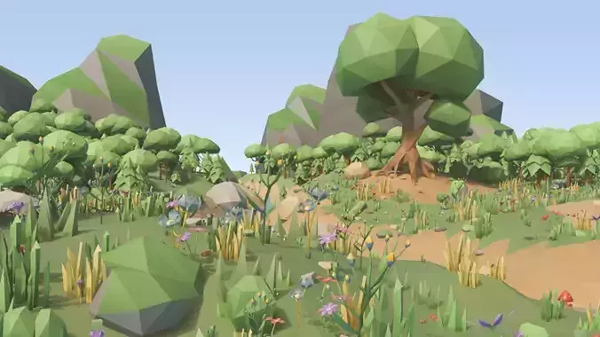 Low Poly Meadow Environment Pack Low-poly 3D model 6