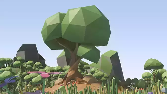 Low Poly Meadow Environment Pack Low-poly 3D model 4