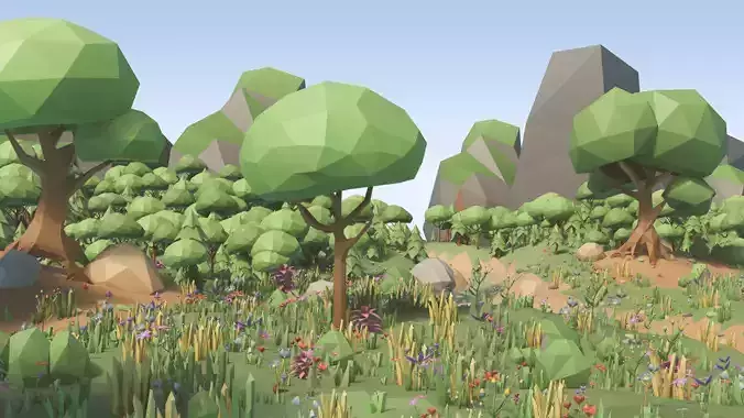 Low Poly Meadow Environment Pack Low-poly 3D model 2