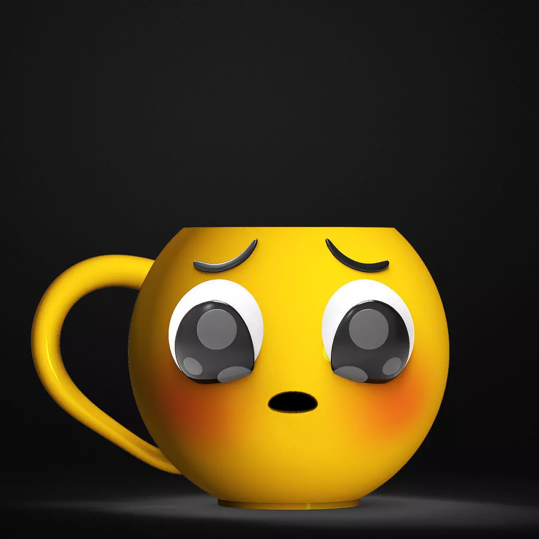 Pleading Face Emoji Mug 3D Printable STL File 3D print model