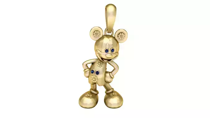 Golden Mickey Mouse Pendant 3D Printable Jewelry Model