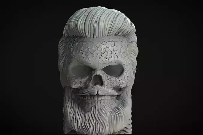 Drought Beard Skull Jar - STL Format 3D Printable Ready File