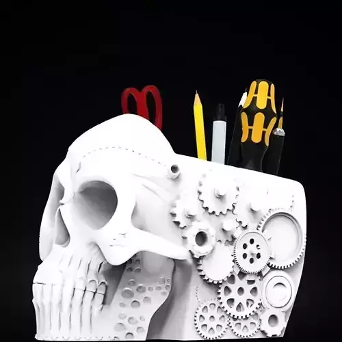 Time Machine Skull Desk Organizer 3D Printer STL File
