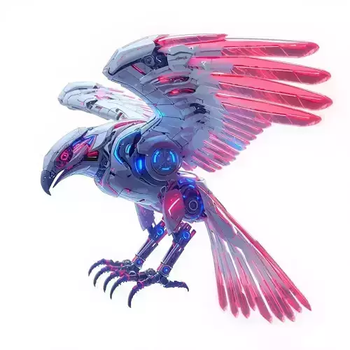 Cybernetic Neon Falcon Bird 3D Model