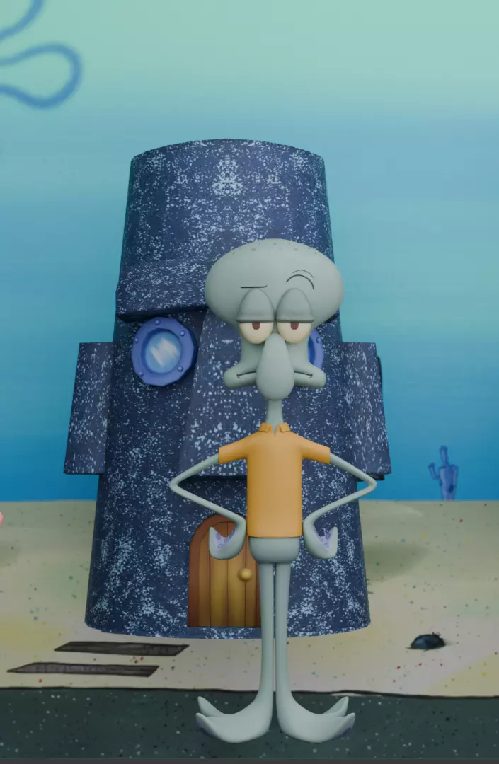 Squidward Tentacles from SpongeBob Low-poly 3D model