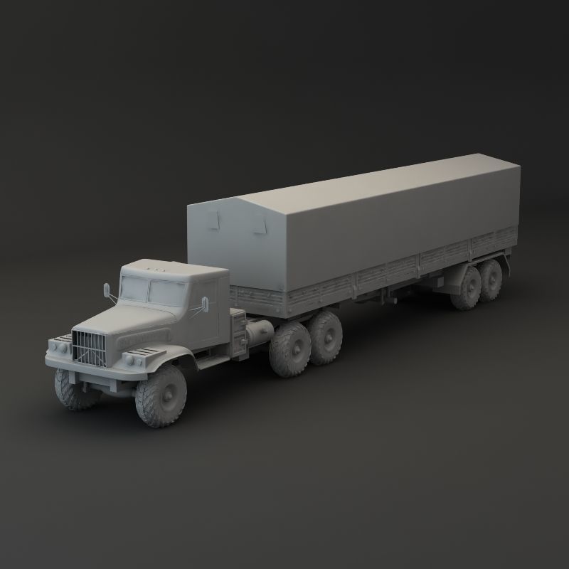 Truck KRAZ 255 B Trailer 1 3D model_4
