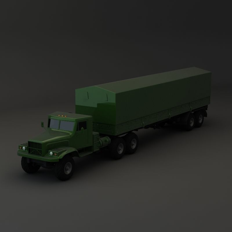 Truck KRAZ 255 B Trailer 1 3D model_3