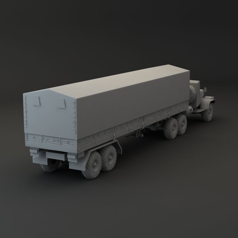 Truck KRAZ 255 B Trailer 1 3D model_5
