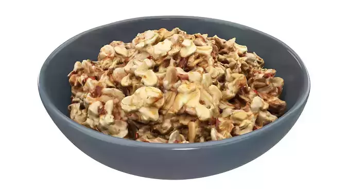 Cooked oatmeal porridge with seeds Low-poly 3D model 3