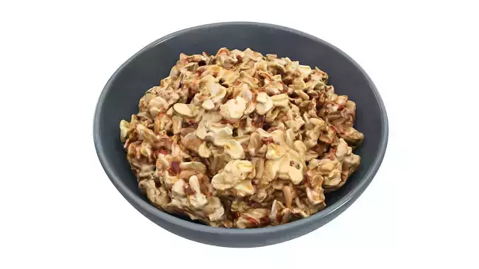 Cooked oatmeal porridge with seeds Low-poly 3D model 4