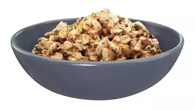 Cooked oatmeal porridge with seeds Low-poly 3D model 2