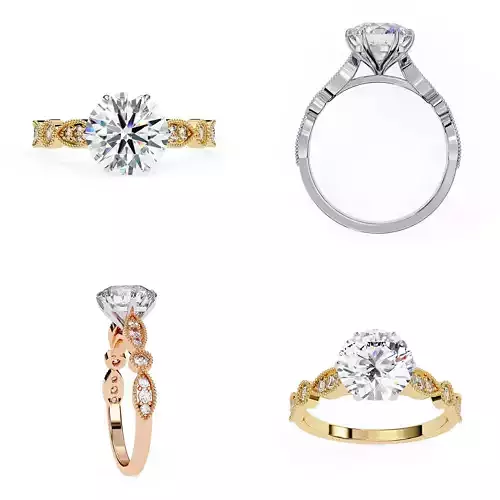 Vintage Twist Solitaire Diamond Ring CAD Design 3DM and STL