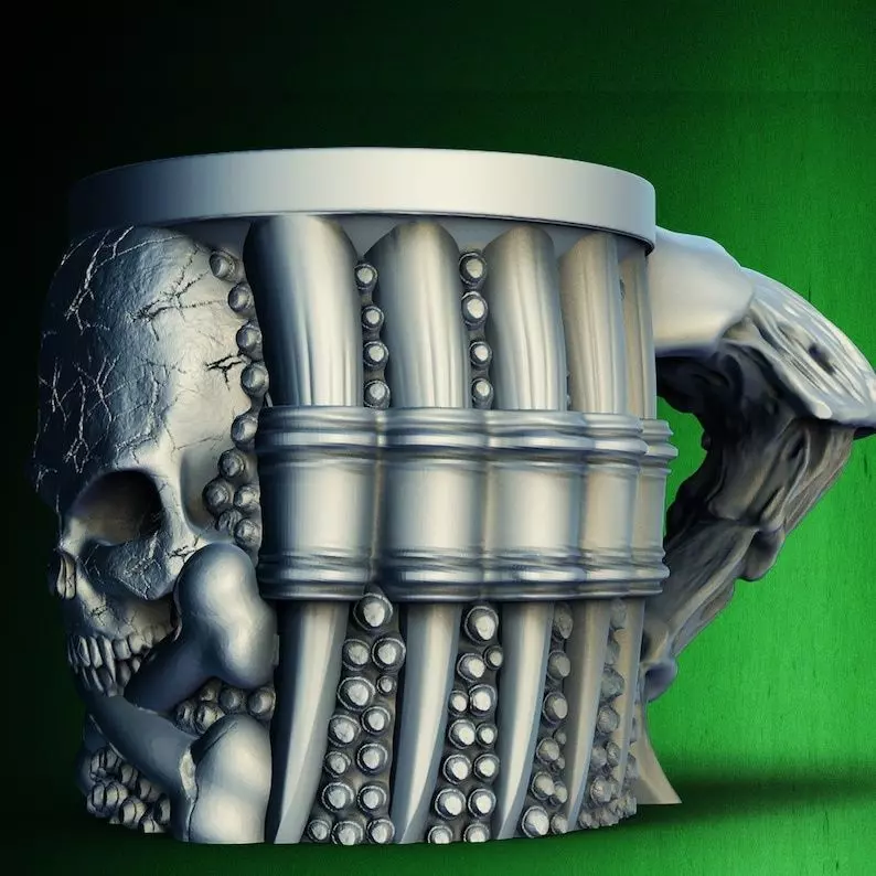 Pirate Skull Mug Koozie 3D Printer STL File Halloween Horror 3D print model