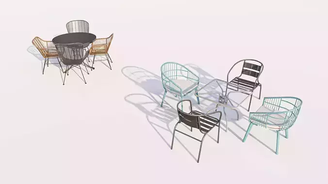 Modern Outdoor Wire Mesh Patio Chair Set