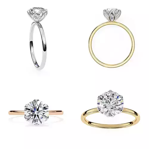 Round Cut Solitaire Engagement Ring 3DM and STL Files