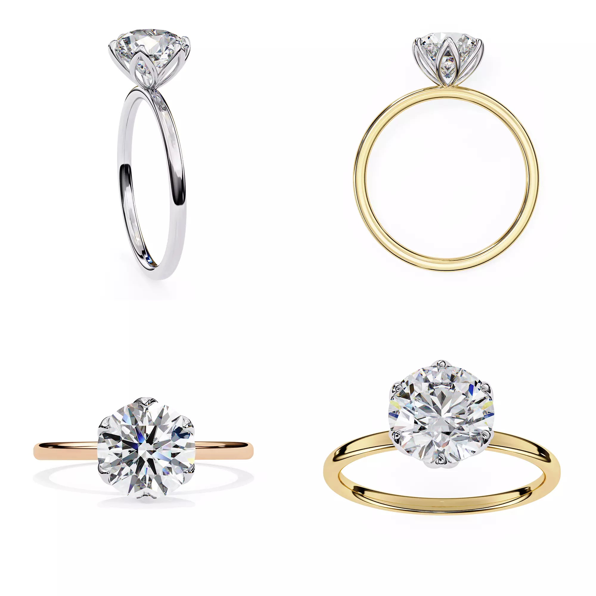 Round Cut Solitaire Engagement Ring 3DM and STL Files 3D print model