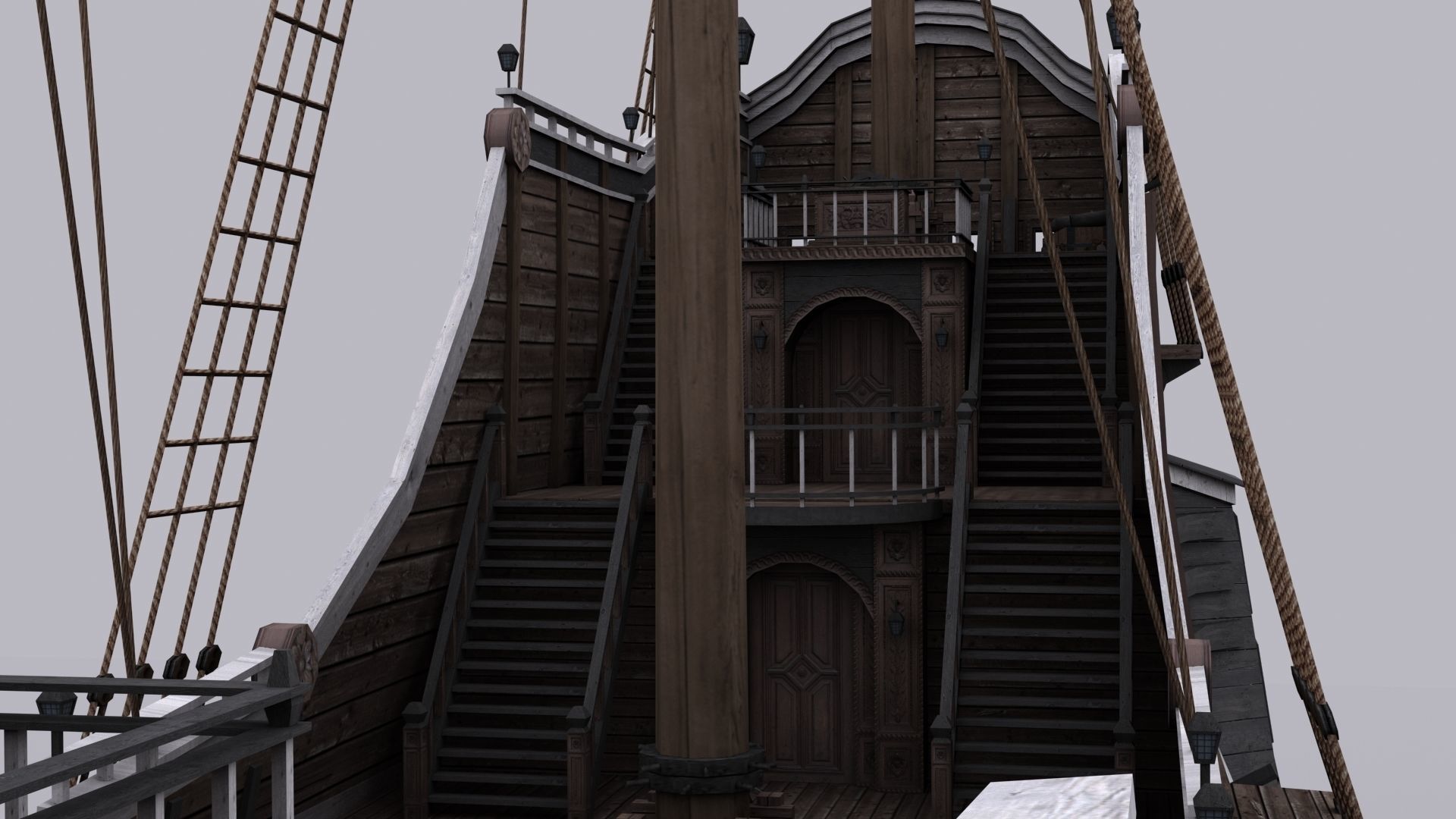 Galeon sailing ship Low-poly 3D model_9