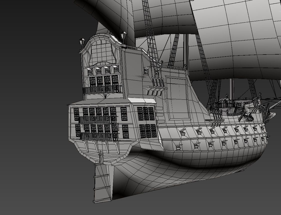 Galeon sailing ship Low-poly 3D model_13