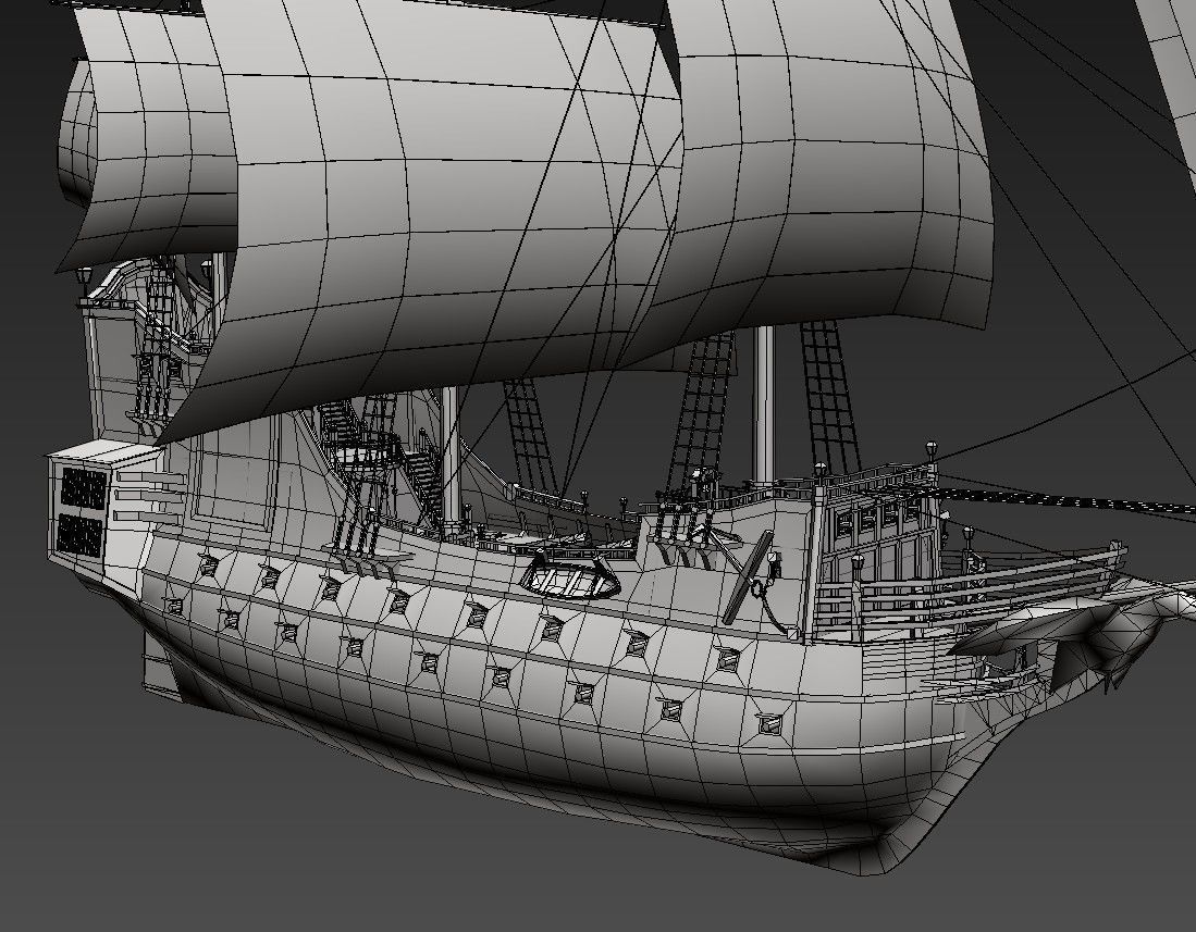 Galeon sailing ship Low-poly 3D model_15