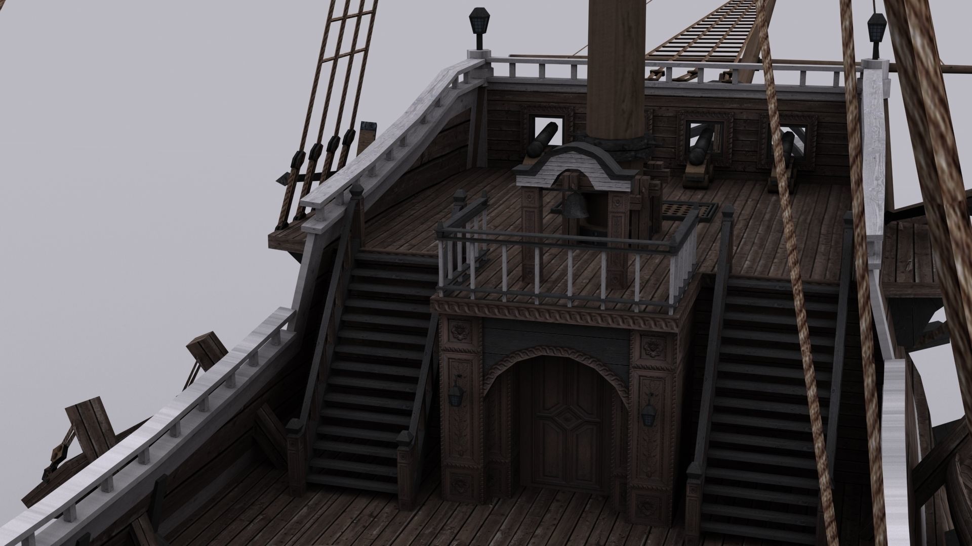 Galeon sailing ship Low-poly 3D model_8