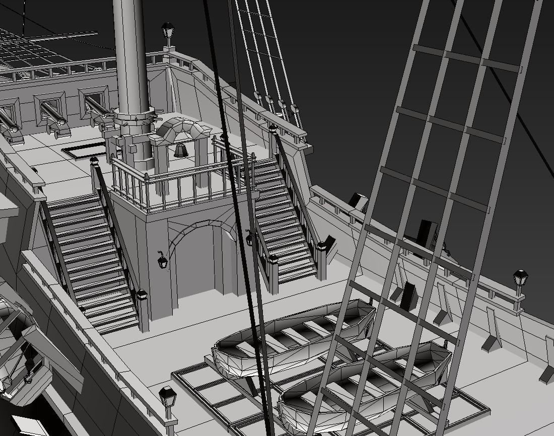 Galeon sailing ship Low-poly 3D model_16