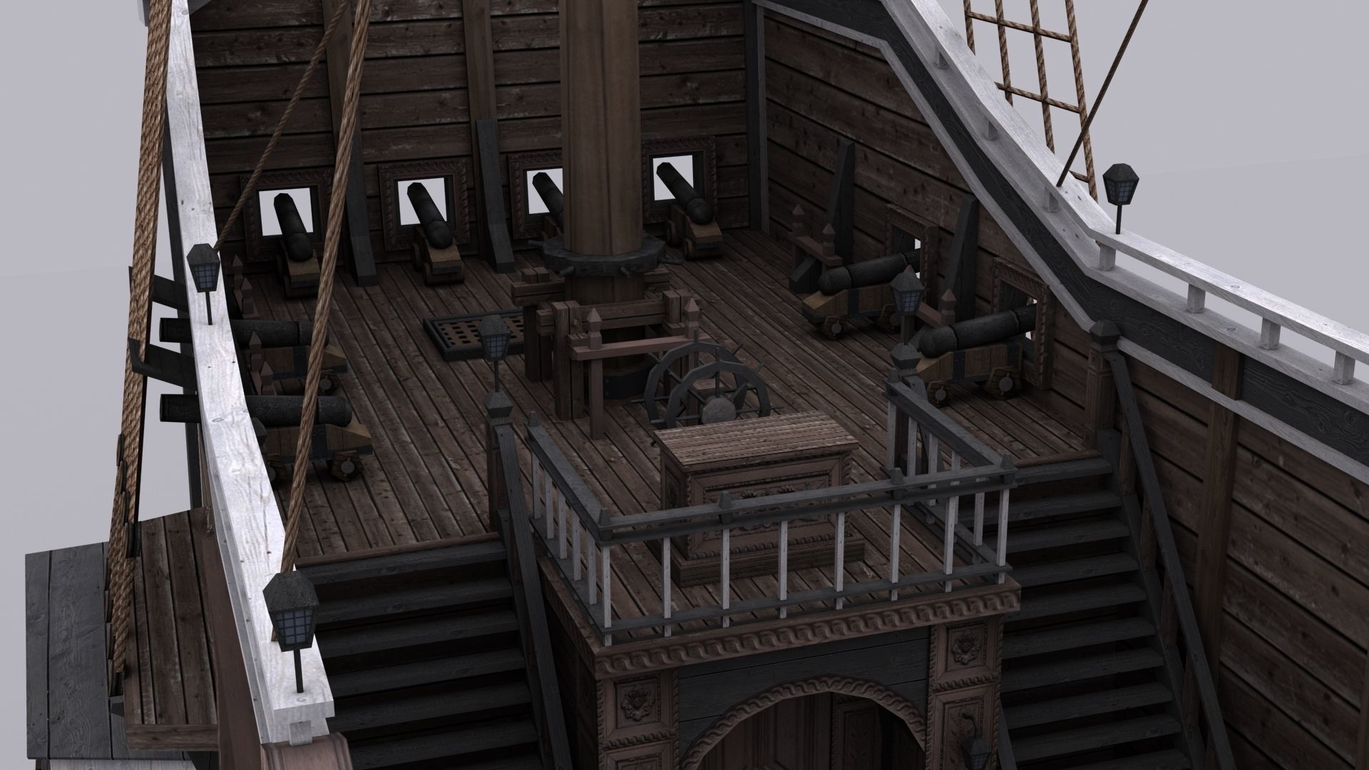 Galeon sailing ship Low-poly 3D model_10