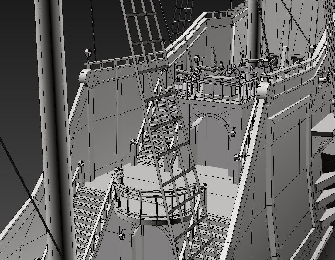 Galeon sailing ship Low-poly 3D model_14