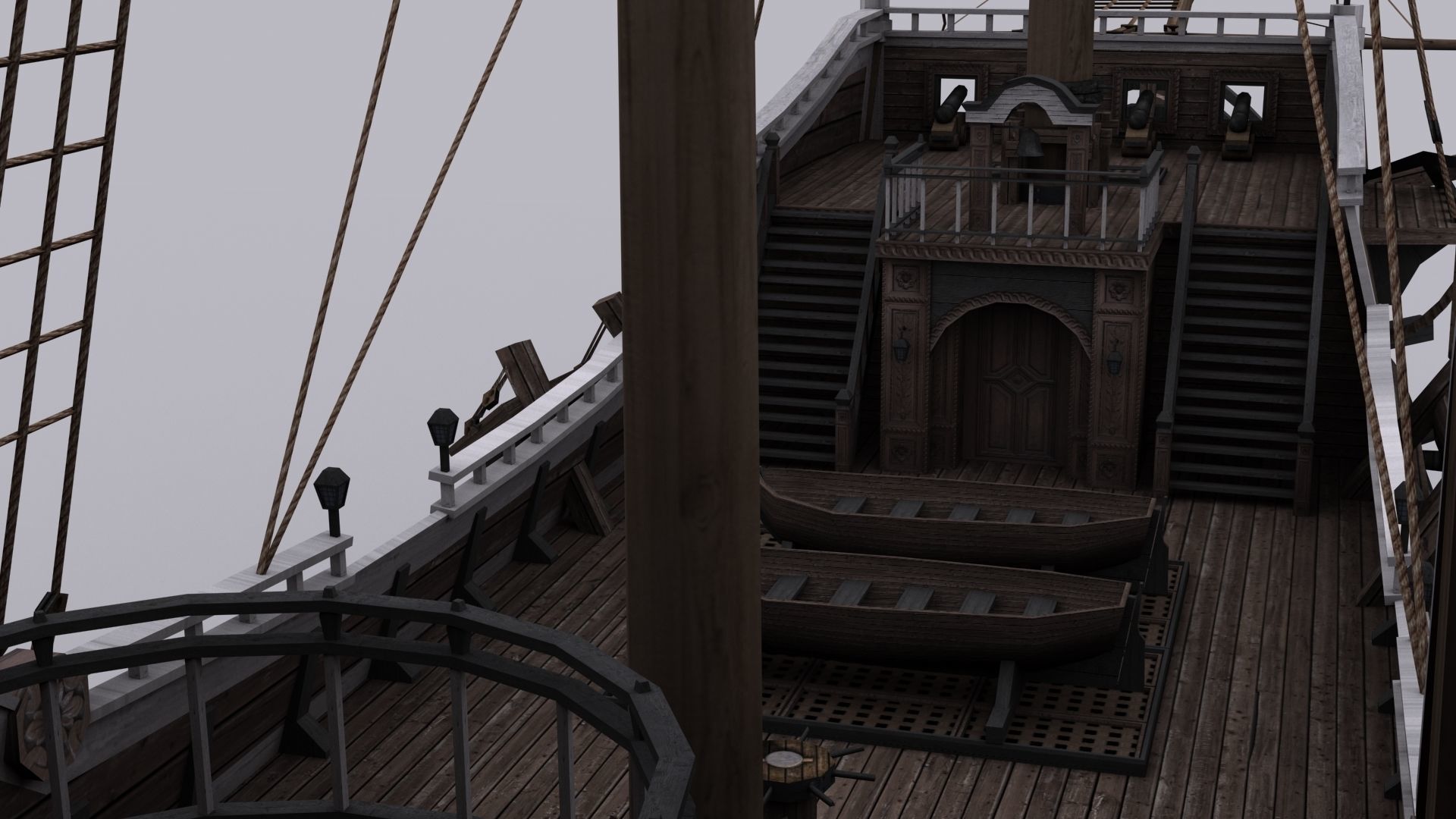 Galeon sailing ship Low-poly 3D model_6