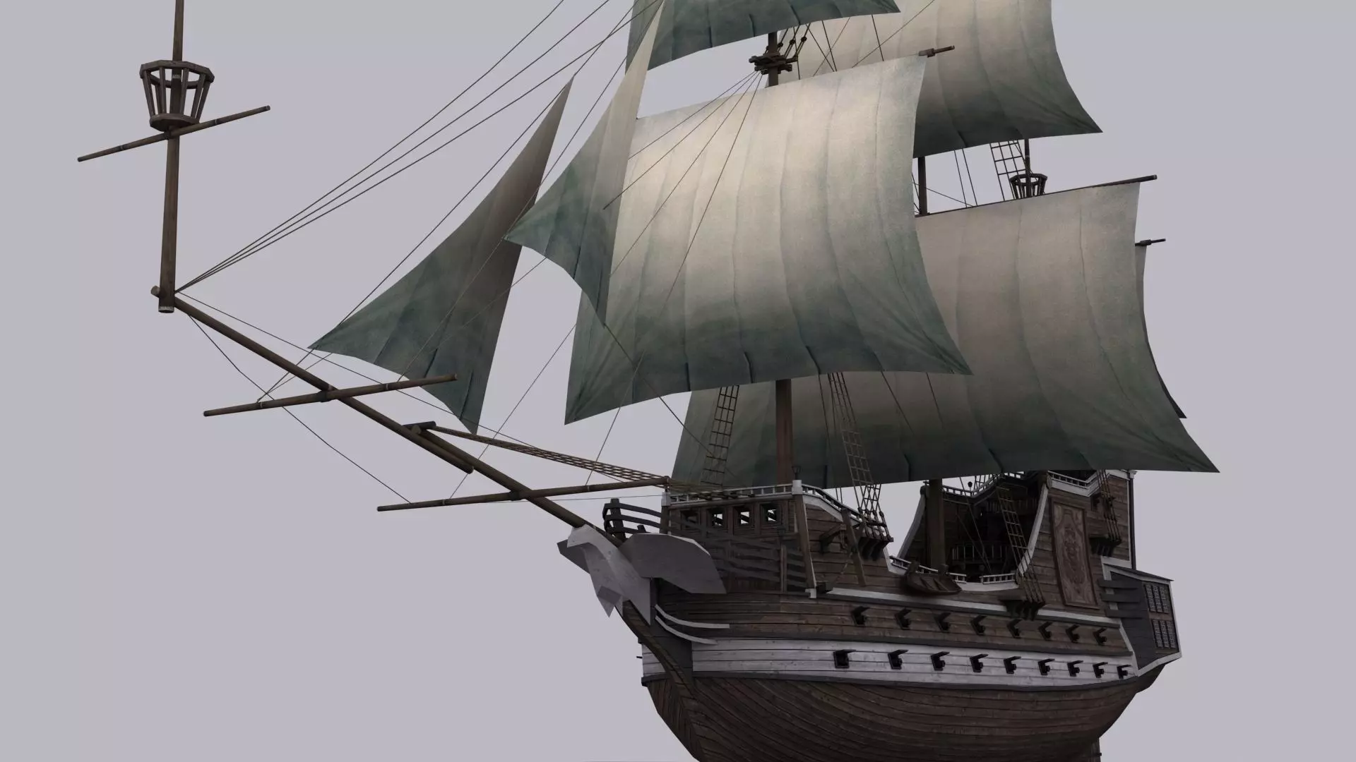 Galeon sailing ship Low-poly 3D model_0