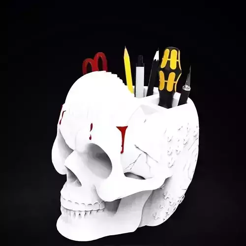 Razor Thorn Skull Desk Organizer 3D Printer STL File