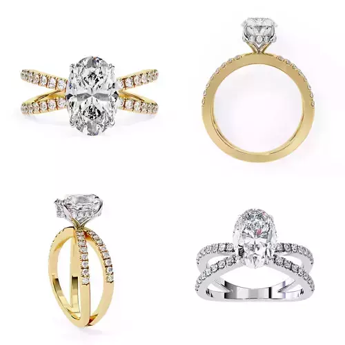 Oval Split-Shank Diamond Ring 3DM and STL Files