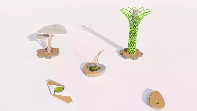 Parametric Organic Outdoor Seating and Shade Collection