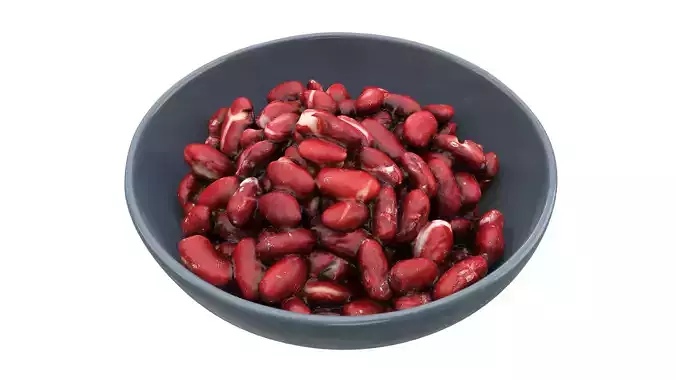 Cooked red beans Low-poly 3D model 4