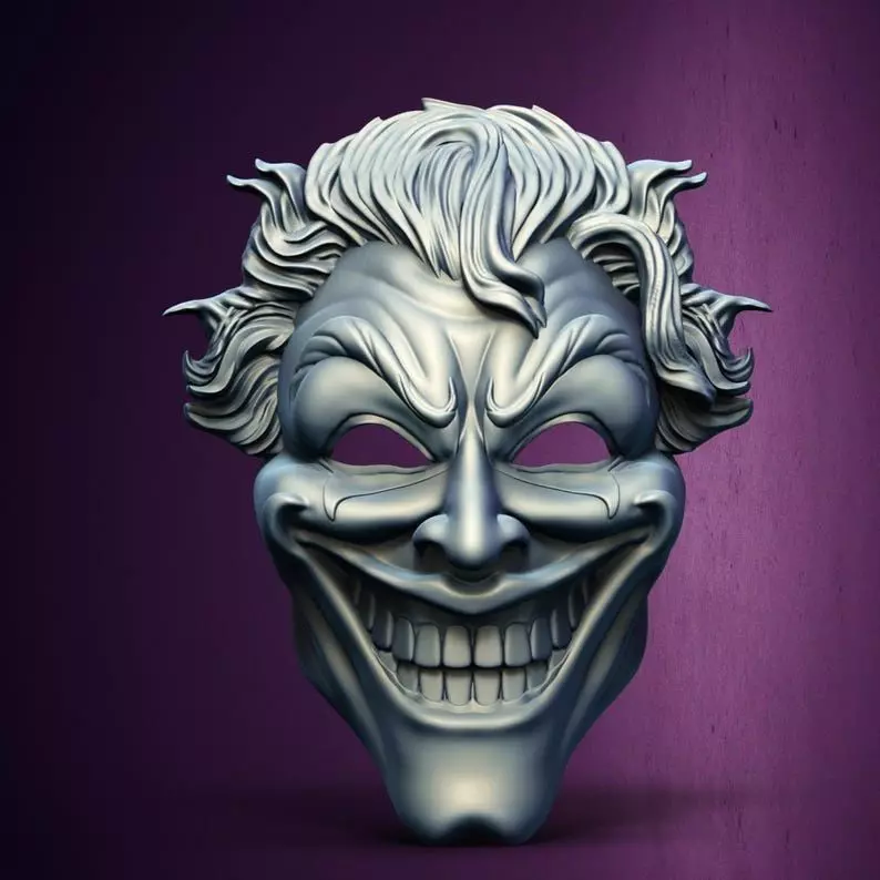 Infernal Jester Joker Male Spooky Mask 3D Printable stl File 3D print model