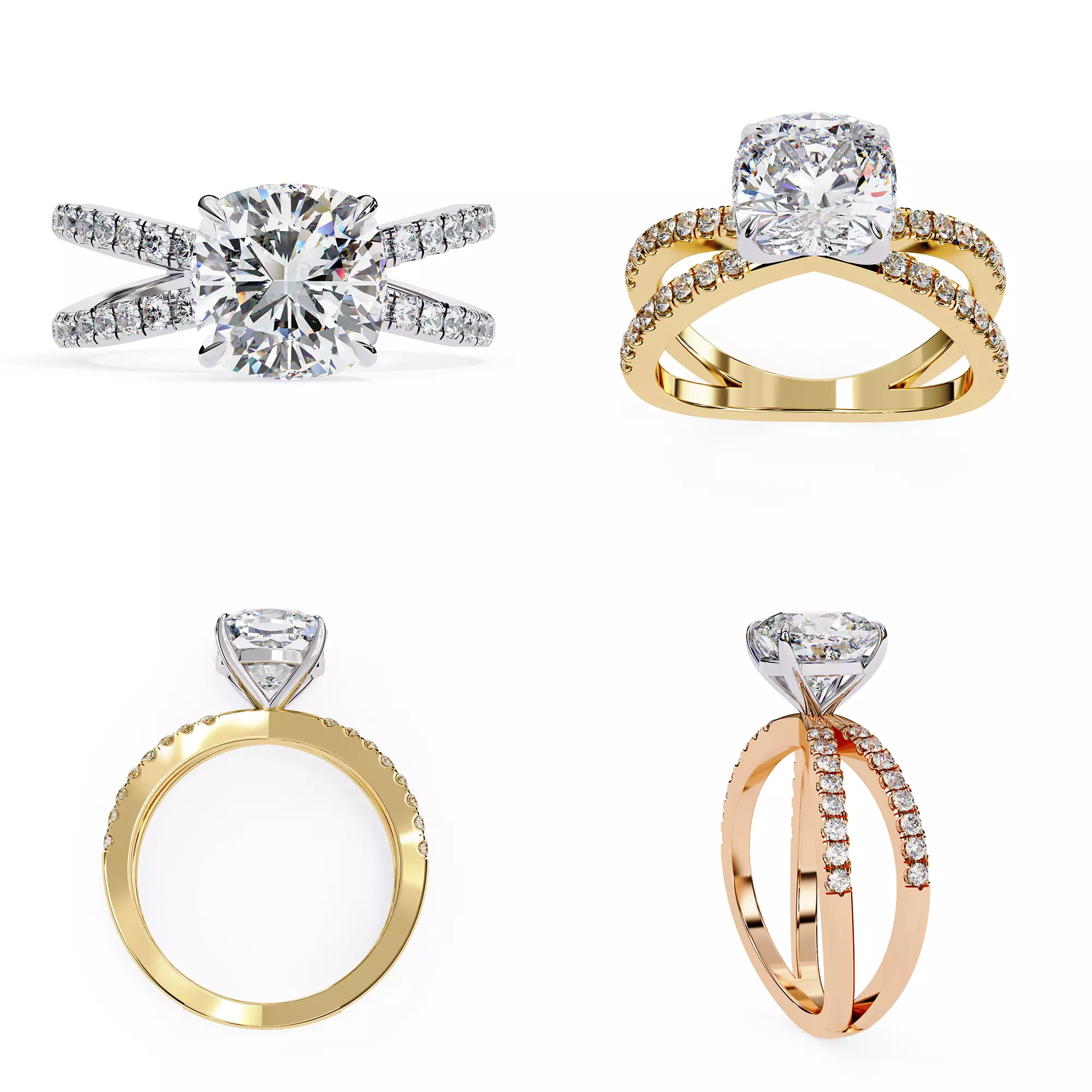 Split-Shank Solitaire Ring CAD Model 3DM and STL 3D print model