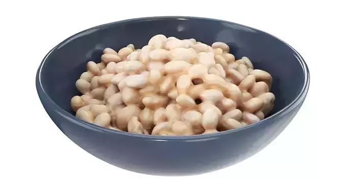 Cooked small white beans Low-poly 3D model 3