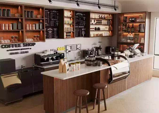  3D model of coffee shop