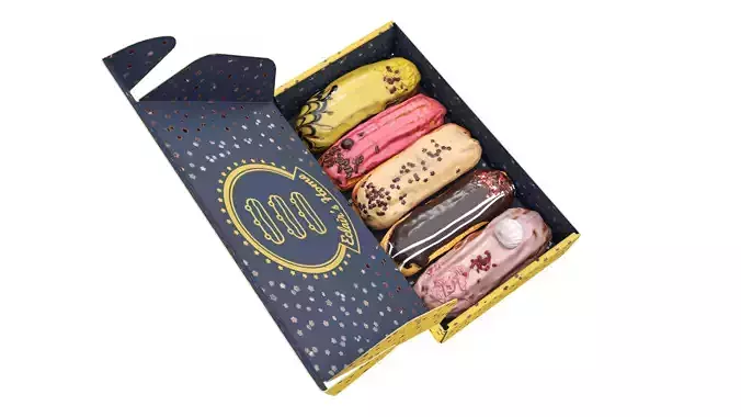 Eclairs in a box Low-poly 3D model 4