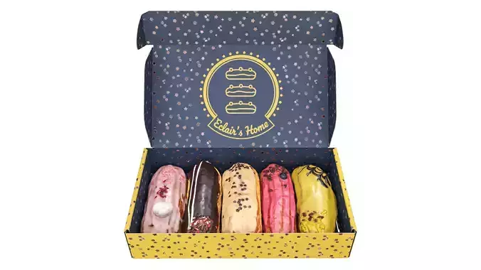 Eclairs in a box Low-poly 3D model 2